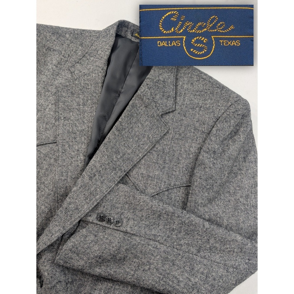 Circle S Western Cut Sports Jacket Blazer Suit Coat Wool Gray 50R Western Yolk